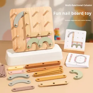 Juguetes de madera inspirados <span class=keywords><strong>en</strong></span> Montessori, tablero de uñas creativo para niños, figura geométrica de Educación Temprana, juguete educativo de imaginación - Product Image 6
