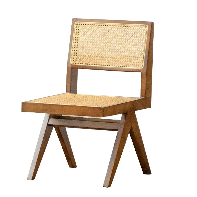 Madeira maciça Leisure Chaise Rattan Chair Cadeira De Jantar Cadeira Nórdica Moderna Embalagem Padrão