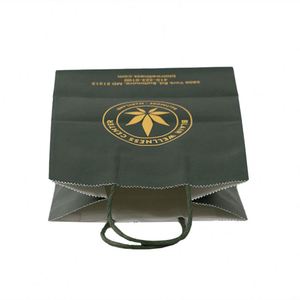 Bolsa de Papel Kraft Blanca Impresa en Negro y Verde con su Logotipo, Bolsas de Regalo y Envío con Asa - Product Image 3