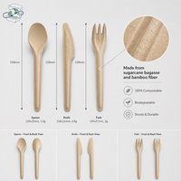 Ensemble de couverts jetables écologiques, compostables, résistants à la chaleur et robustes, en couleur marron, pour la maison et la cuisine (fourchettes, cuillères, couteaux)
