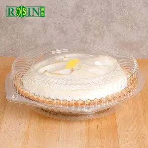 wholesale 8 9 10 Inches Plastic Clear Round Clamshell Pizza Cake Box Hinged Food Container For Bake