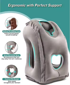 Aufblasbares Reise kissen Flugzeug-Nacken kissen Unterstützt bequem den Kopf und das Kinn des Zuges, die einen Nickerchen-Tisch nehmen - Product Image 4