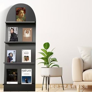 Estante de almacenamiento de madera minimalista moderno para uso doméstico, expositor de periódicos y revistas montado en la pared, expositor de arte de varios niveles para cafeterías - Product Image 1