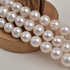 Grandi <span class=keywords><strong>Perle</strong></span> Bianche <span class=keywords><strong>di</strong></span> circa 12mm con Filo, Leggermente Imperfette, <span class=keywords><strong>Perle</strong></span> d'Acqua Dolce Sciolte per Collane Fai da Te, Semilavorato - Product Image 3