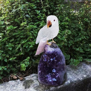 크리스탈 새 조각상, 조각된 새, 보석 새 컬렉션, 앵무새 광물 표본, 마노 앵무새 - Product Image 4