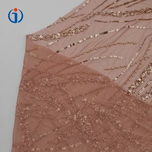 Elegantie Luxe Champagne 95% Polyester 5% Spandex Parel Kralen Pailletten Borduurwerk Mesh Kant Tule Stof Voor Formele Kleding - Product Image 4