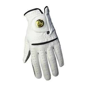 Passen Sie den langlebigen Herren-Golf handschuh aus Schaffell leder mit abnehmbarem Golfball marker an