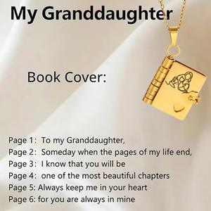 Collar con Colgante de <span class=keywords><strong>Libro</strong></span> Grabado Estilo Nietita, Abrible, Cadena para Clavícula, Superventas - Product Image 4