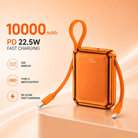 Batterie externe haute capacité 10000 mAh à chargement USB Type-C pour téléphone, avec affichage LED et PD22.5W, directement de l'usine