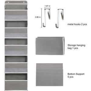 Organizador de almacenamiento de tela para puerta, montado en la pared, con bolsillos laterales, colgante sobre la puerta, para joyas, herramientas, almacenamiento de garaje y armario - Product Image 3