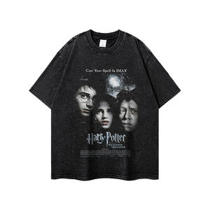 American retro hommes <span class=keywords><strong>et</strong></span> femmes lavable vintage loose casual film poster print base tee trendy - Product Image 4