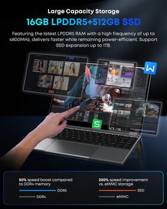 Chuwi freebook 2-in-1 13.5 ''fhd màn hình cảm ứng máy tính xách tay Intel N150 CPU 16GB lpddr5 <span class=keywords><strong>RAM</strong></span> 512GB SSD 2TB mở rộng kinh doanh máy tính xách tay - Product Image 4