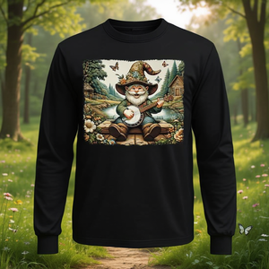 T-shirt a maniche lunghe con gnomi in stile Cottagecore, ispirata al serenato del banjo - Product Image 3