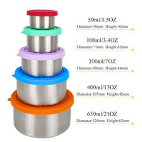 Mini Boîte À Lunch Enfants Silicone Couvercle Bébé Conteneurs De Nourriture En Métal Salade Snack Conteneur Boîte En Acier Inoxydable Rond Déjeuner Bols Ensembles