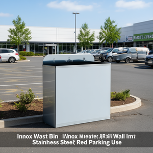 Cestino per Rifiuti in Acciaio Inox da Parete, Rosso, per Parcheggi - Product Image 3