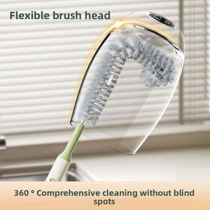 Brosse à bouteilles télescopique multifonctionnelle 3-en-1 en plastique, éponge de nettoyage pour tasses domestiques - Product Image 3