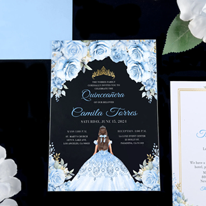 Vert émeraude <span class=keywords><strong>Princesse</strong></span> Robes Impression Invitaciones De 15 Aos De Acrilico Quinceanera XV <span class=keywords><strong>D</strong></span>écorations Acrylique Invitations <span class=keywords><strong>Carte</strong></span> - Product Image 3