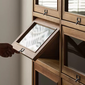 Mueble Auxiliar Nórdico de Teca Africana Antipolvo con Puerta de Cristal, Diseño Moderno para Sala de Estar y Uso Hotelero - Product Image 6