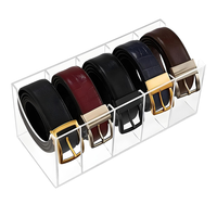 Étagère de rangement en acrylique personnalisée à 5 compartiments pour un assemblage facile, organisateur de ceintures autoportant, boîte de rangement pour cravates et nœuds papillon