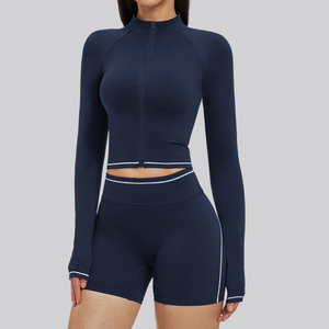 Veste de yoga zippée coupe-vent ajustée écologique à séchage rapide respirante pour le sport en plein air, la course à pied et la remise en forme pour femmes - Product Image 1
