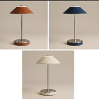 Lampe de table de chevet de luxe élégante pour restaurant, sans fil, à intensité variable, à commande tactile, en cuir cousu de qualité supérieure, rechargeable