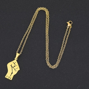 Puño TDF Tigray-Colgante <span class=keywords><strong>de</strong></span> acero inoxidable africano para mujer y niña, collar <span class=keywords><strong>de</strong></span> cadena, Color dorado y plateado - Product Image 4