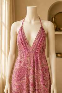 Women's Floral V-neck Floor-Length Chiffon Woven <b>Boho</b> Beach Flowy <b>Summer</b> Resort Vacation Holiday Celebration Natural Waist <b>Dress</b> - Product Image 2