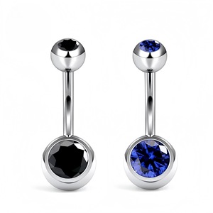 G23 <b>Titanium</b> Navel <b>Stud</b> Double-Ended Zircon Ball 8mm Piercing Jewelry For Belly Button Body Jewelry - Product Image 5