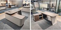 Vente en gros de 2m d'ordinateur de bureau en forme de L et de chaise de patron pour immeuble de bureaux ou chambre à coucher
