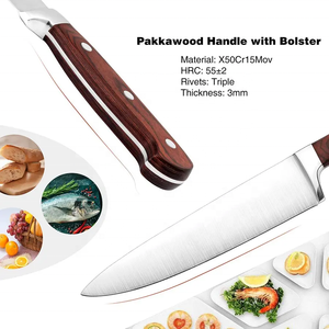 14 Pcs Red Triple Rivet Ergonomic Handle <b>Sharp</b> Anti‑Rust Chef <b>Knives</b> <b>Set</b> Stainless Steel Kitchen <b>Knife</b> <b>Set</b> with Wooden Block - Product Image 4
