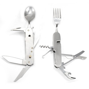 12 In 1 Multifunctionele Populaire Roestvrijstalen Zakmes Met Vork Lepel Mes Schaar Gereedschap - Product Image 3