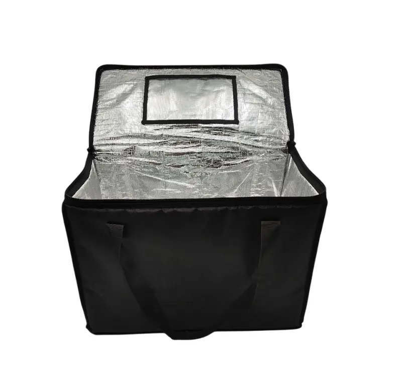 حقائب التيك أواي صديقة للبيئة حقائب نقل طعام معزولة من الألياف الناسجة ذات مقابض كبيرة مناسبة للدراجات النارية والدراجات