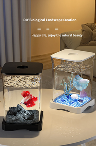 <span class=keywords><strong>Aquarium</strong></span> d'eau douce de bureau de petite taille en acrylique de qualité supérieure 220V <span class=keywords><strong>pour</strong></span> poissons combattants et poissons rouges avec un design éco-paysager et une lumière d'<span class=keywords><strong>aquarium</strong></span> - Product Image 4