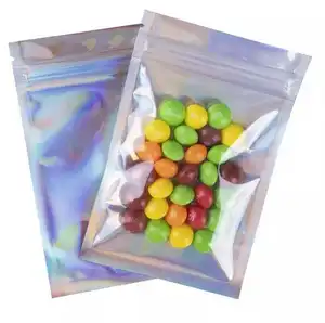 Sacchetto verticale con cerniera in plastica richiudibile a prova di odore sacchetto di pellicola in poliestere stampato sacchetto di caramelle personalizzato per alimenti con biscotti sigillati