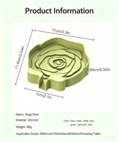 Porte-savon en silicone en forme de rose, drainable, antidérapant, avec bec de drainage pour salle de bain et cuisine