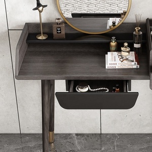 European Style Luxury Modern Storage <strong>Black</strong> Simple <strong>Vanity</strong> Mirror Set Dressing <strong>Table</strong> - Product Image 4