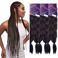 2X Cheveux à tresser pré-étirés en gros, Tressage des Cheveux 48 pouces 180g, Afro Yaki Synthétique, 2 Paquets de Cheveux Jumbo pour Crochet