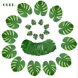Vente en gros de feuilles de <span class=keywords><strong>Monstera</strong></span> de palmier en soie artificielle E-0018 herbe de style tropical pour les décorations de fête - Product Image 2