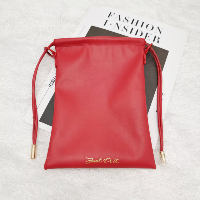 Premium Leather Customizable Gift Drawstring Bag | Just Do It Stylish Reusable Soft Storage Pouch for Travel & Daily Use