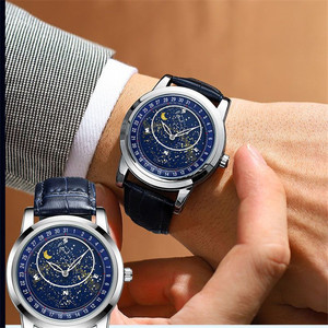 Reloj de Pulsera de Cuero Vacuno Auténtico con Diseño de Cielo Estrellado, Reloj Automático Luminoso para Hombre, Resistente al Agua hasta 30 m - Product Image 6