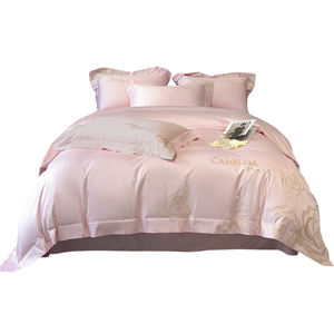 Set di Quattro Pezzi in Raso Ricamato di Alta Qualità Stile Europeo 300tc, Misura King, Puro Cotone Ecologico Personalizzabile - Product Image 3