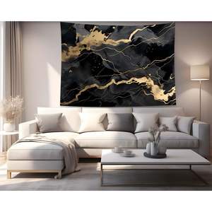 QGHOT, tapiz de mármol dorado negro abstracto minimalista moderno, colgante de pared para dormitorio, sala de estar, motor de búsqueda mejorado para la universidad - Product Image 4