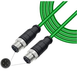 Solnique M12 4-Pin D-Code Male To Male Ethernet <b>Cable</b> Green PVC Industrial Profinet Compatible Connector For Encoders - Product Image 1
