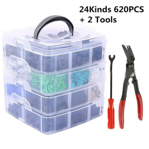 Kit de réparation de pare-chocs de voiture 620 pièces, 24 types de fixations, vis d'expansion HE154, boucle en nylon plastique, outil de réparation automobile - Product Image 3