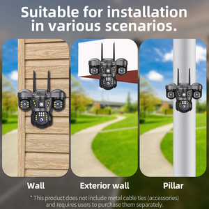 V380カメラ プラグアンドプレイ 4G SIMカード 9MP トリプルレンズ 三方向監視カメラ <span class=keywords><strong>CCTV</strong></span> 360度パノラマ 工場用 - Product Image 6