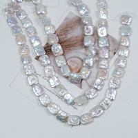 Collier de perles d'eau douce baroques carrées plates de 14-16 mm, perles semi-finies à contour géométrique, vente en gros directe d'usine