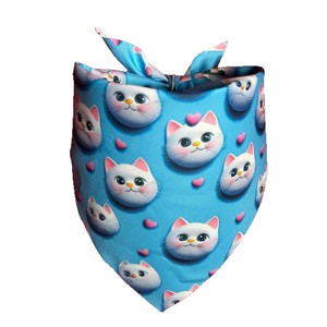 Pañuelo Triangular para Mascotas con Estampado de Gato de Dibujos Animados, Babero para Perro y Gato de Poliéster, Accesorio para las Cuatro Estaciones - Product Image 3
