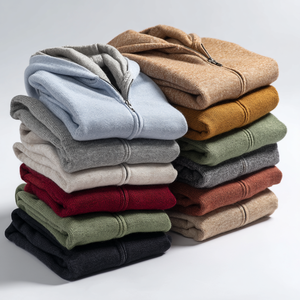 Sudadera con capucha para hombre, mezcla <span class=keywords><strong>de</strong></span> cachemira y lana fina, con cierre, hipoalergénica, aislante, <span class=keywords><strong>de</strong></span> <span class=keywords><strong>punto</strong></span>, con ajuste regulable. - Product Image 3
