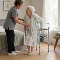 Chaise de toilette avec dossier et accoudoirs en alliage d'aluminium, lot de 2, vente en gros, pour personnes âgées et handicapées, soins à domicile