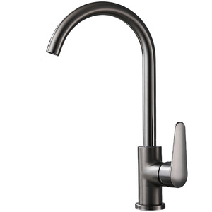 Grifo de cocina de acero inoxidable 304, color gris plomizo, con una sola manija, giratorio 360 grados, montado en el encimera, para agua fría y caliente - Product Image 5